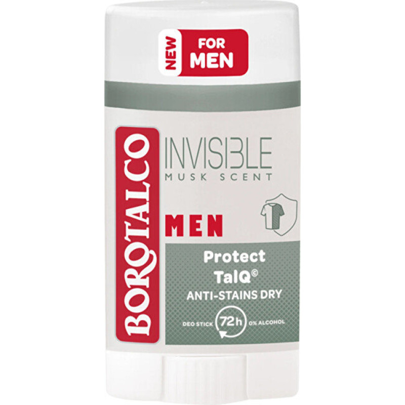 Dezodoranta zīmulis Borotalco Men Invisible Dry 40 ml pret traipiem, 48 h aizsardzība
