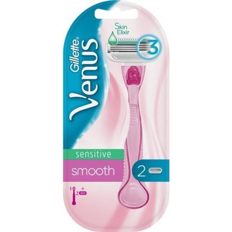 Skuveklis VENUS Smooth Sensitive Pink, 2 galviņas