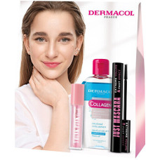 Grima noņemšanas komplekts Dermacol Just Think Pink maiga tīrīšana, skropstu tuša un lūpu eļļa