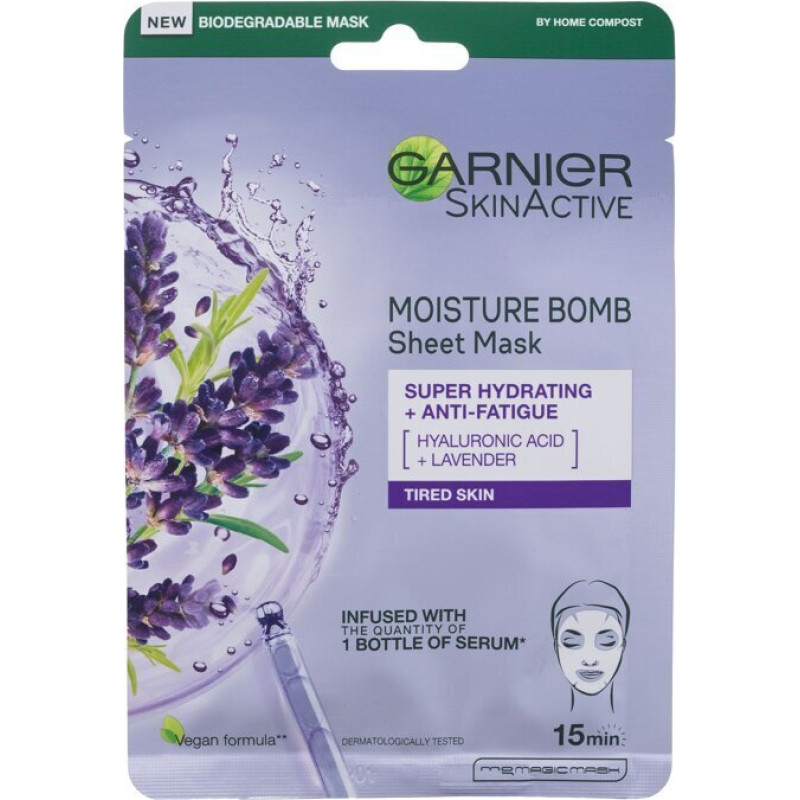 Mitrinoša un barojoša auduma sejas maska Garnier SkinActive Moisture Bomb sievietēm, 1 gab.