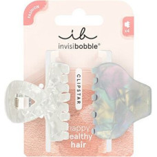 Matu sprādzes Invisibobble Clipstar Pearly Frost, vidēja izmēra marmora raksta dizains, stingrs satvēriens