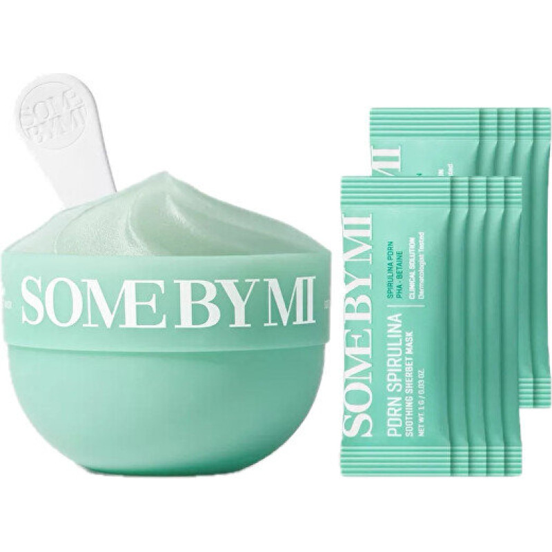 SOME BY MI PDRN spirulīnas nomierinoša sorbeta maska – 10 x 1 g atvēsinoši noskalojami kociņi