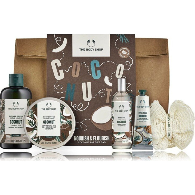 Ķermeņa kopšanas dāvanu komplekts The Body Shop Coconut liels komplekts Barojošs • Mitrinošs • Lutinošs