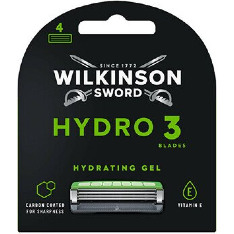 Skūšanās asmeņi Wilkinson Sword Hydro 3 Black Edition, 4 daļu iepakojums