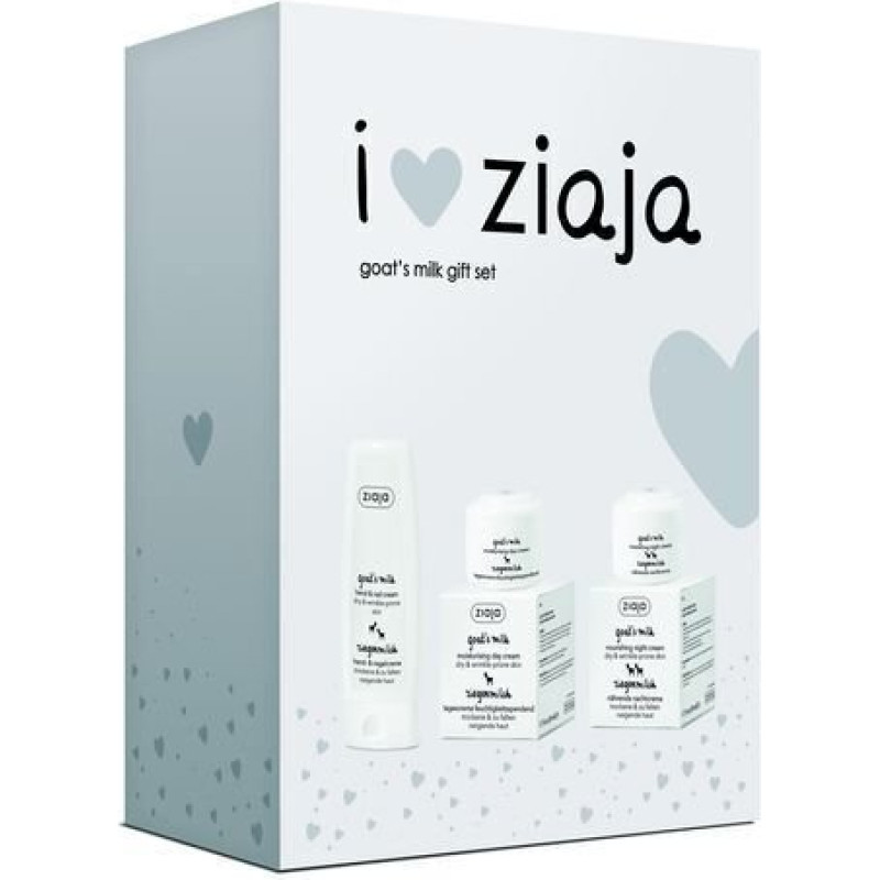 Komplekts I Love Ziaja Goat´s Milk Gift Set: dienas sejas krēms, 50 ml + nakts sejas krēms, 50 ml + roku krēms, 80 ml
