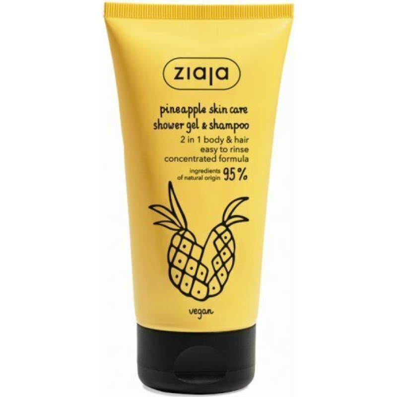 Ananāsu ādas kopšanas enerģiska dušas želeja un šampūns (dušas želeja un šampūns) 160 ml
