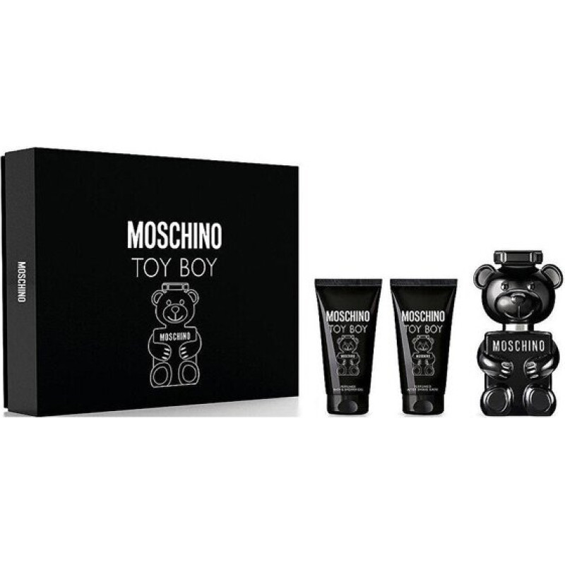 Komplekts Moschino Toy Boy vīriešiem: parfimētais ūdens EDP, 50 ml + ķermeņa losjons / pēcskūšanās balzams, 50 ml + dušas želeja, 50 ml