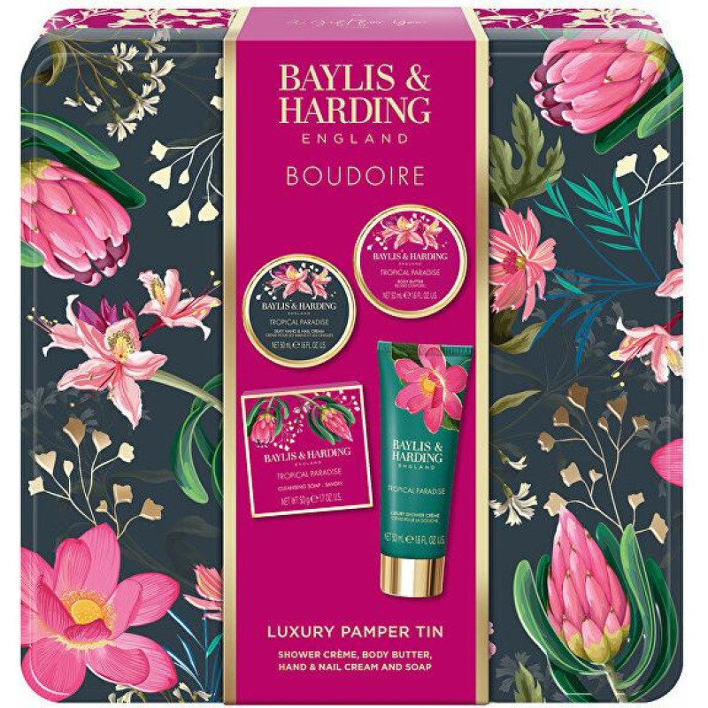 Ķermeņa kopšanas dāvanu komplekts Baylis & Harding Boudoire Tropical Paradise 4 gab. mitrinošai lutināšanai