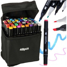 Divpusēji spirta marķieri maciņā, 48 + statīvs