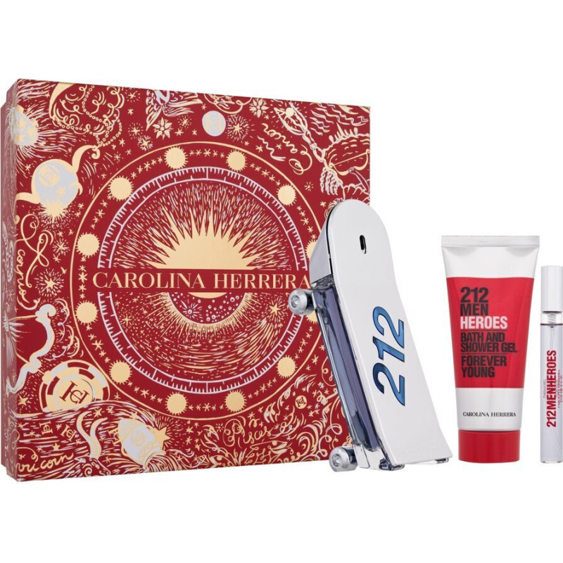 Komplekts Carolina Herrera 212 Heroes vīriešiem: izsmidzināms tualetes ūdens EDT, 90+10 ml + dušas želeja, 100 ml