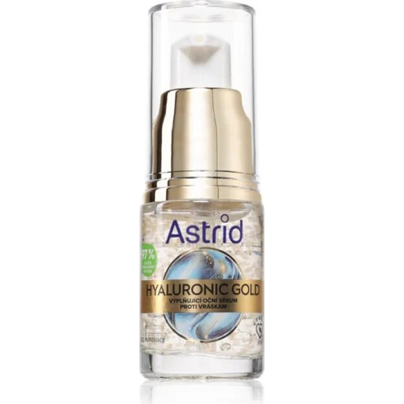 Acu serums Astrid Hyaluronic Gold pret krunciņām 15 ml Nostiprinošs Mitrinošs
