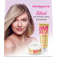 Matu kopšanas komplekts gaišiem matiem Dermacol Hair Ritual Blonde: šampūns Grow Effect & Super Blonde Shampoo, 250 ml + matu maska ​​Super Blonde & Intensive Care Mask, 200 ml