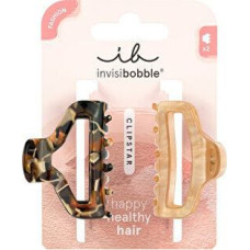 Matu sprādzes Invisibobble Clipstar M Golden Roar ar leoparda rakstu, dubults komplekts