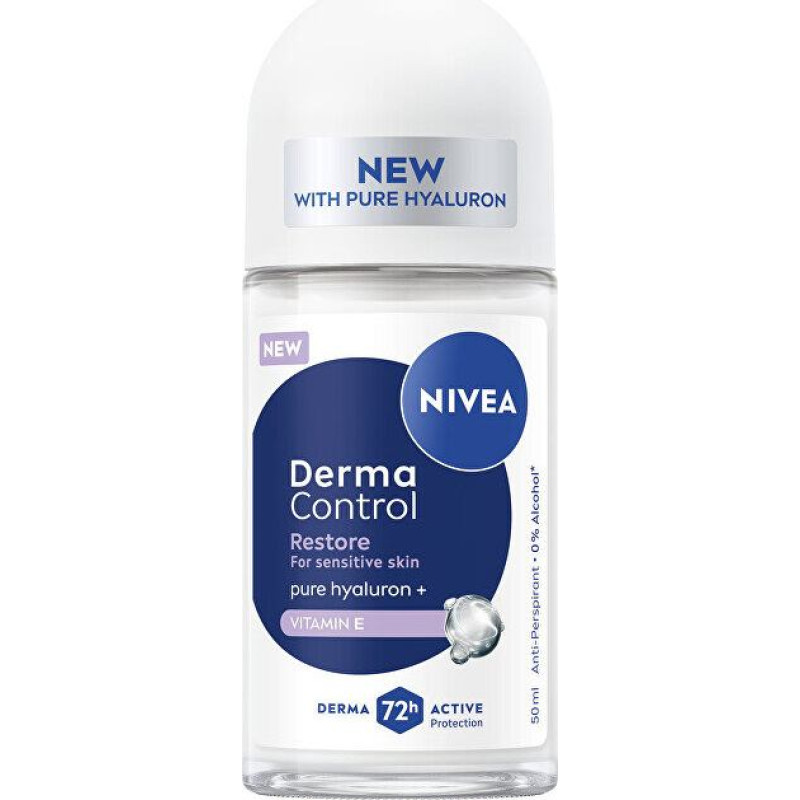 Rullīša antiperspirants NIVEA Derma Control Restore 72 stundu aizsardzība, maigs ādai, 50 ml