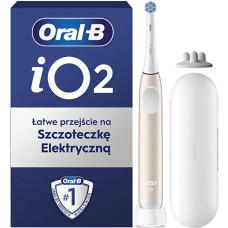 Oral-B iO2 sērijas maigi rozā elektriskā zobu birste ar ceļojuma futrāli