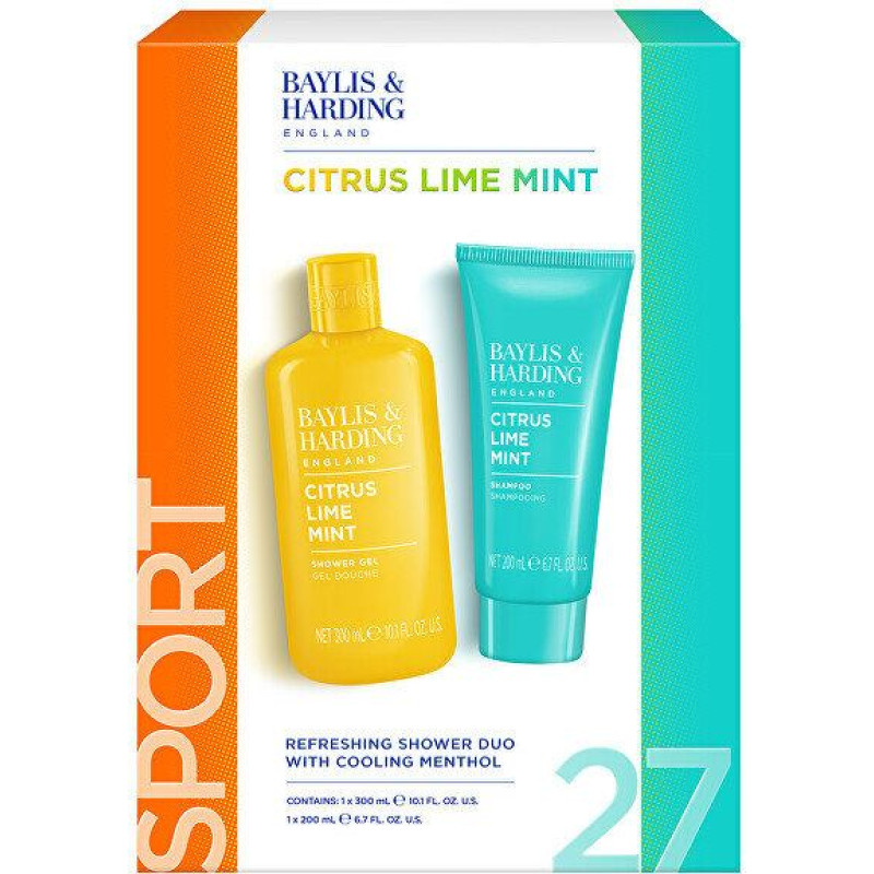 Dāvanu komplekts Baylis & Harding Citrus Lime & Mint atsvaidzinošs dušas duets vīriešiem, 2 gab., svaigs aromāts, vīriešiem