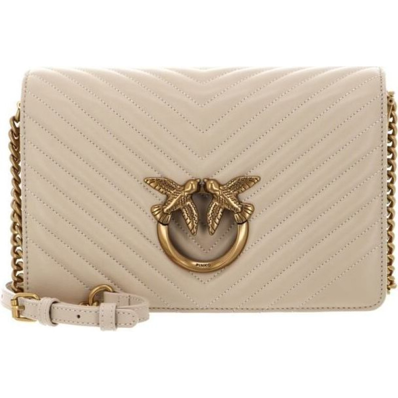 Pleca soma - PINKO - Love Click Classic - Aitu āda - Beigā - Izmēri 25x16x7.5cm