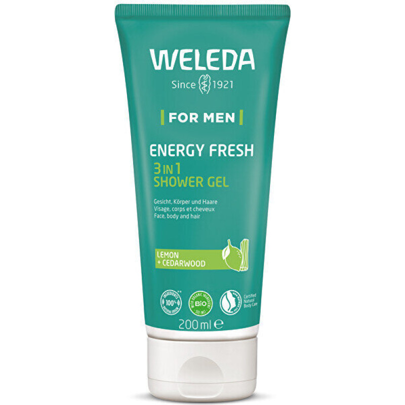 Attīrošs gēls 3in1 matiem un ķermenim Weleda Men Energy Fresh 3in1, vīriešiem, 200 ml