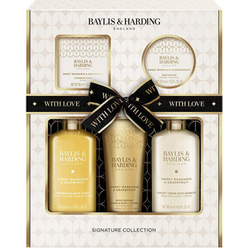 Vannas putu dāvanu komplekts Baylis & Harding Sweet Mandarin & Grapefruit 5 daļu sieviešu kopšanas komplekts
