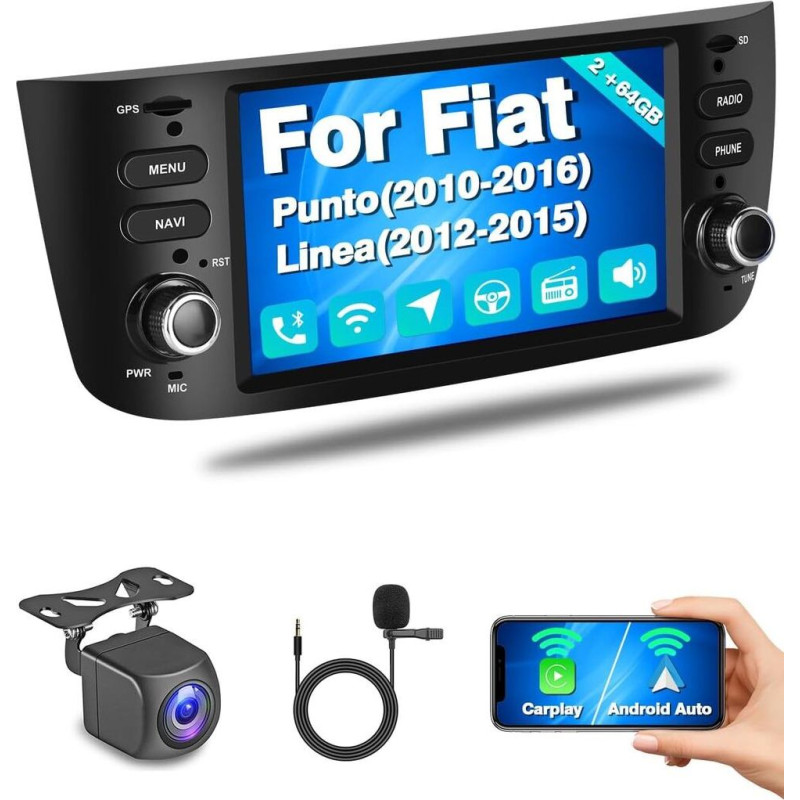 Hikity Android automašīnas radio Carplay Fiat Punto