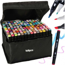 Divpusēji spirta marķieri maciņā 168 + statīvs