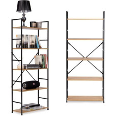 Modernhome Mūsdienīgs plats koka grāmatu skapis LOFT 5 plaukti