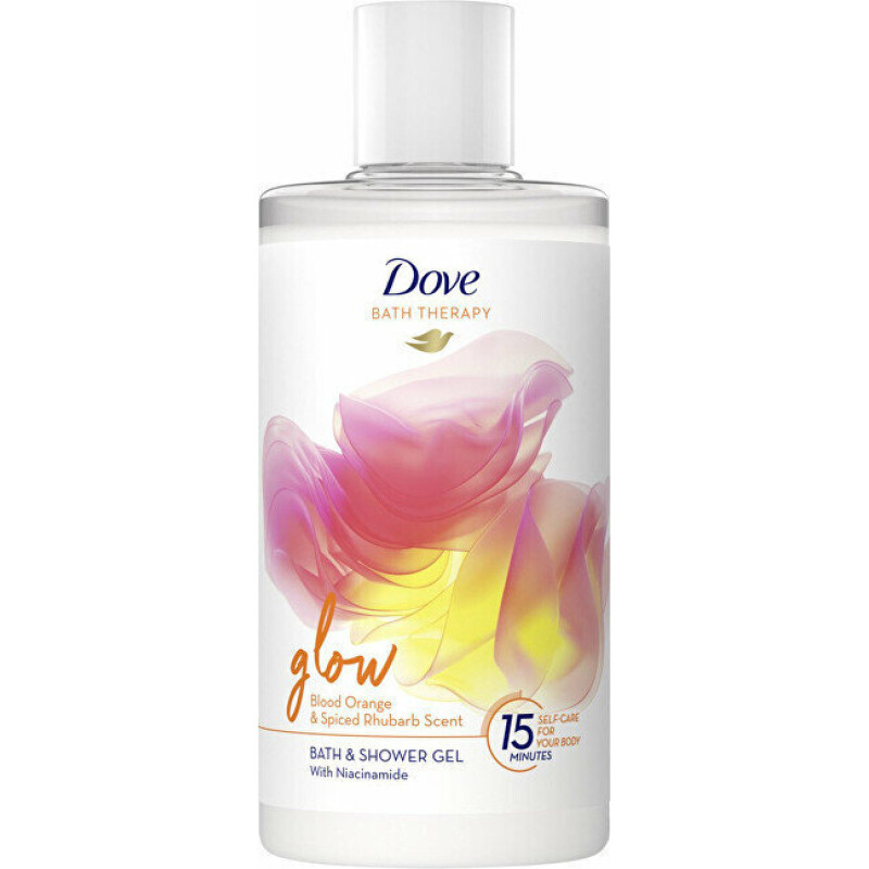 Vannas un dušas gēls Dove Bath Therapy Glow Blood Orange & Spiced Rhubarb Bath & Shower Gel, 400 ml