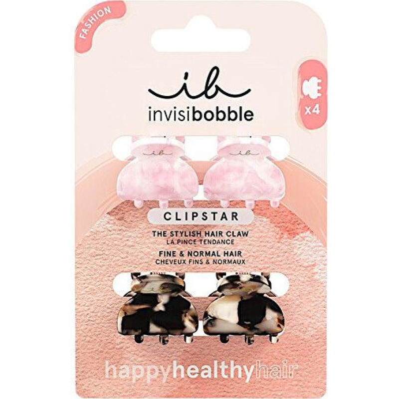 Matu sprādzes Invisibobble Clipstar Petit Four, maiga fiksācija, mazs izmērs, 4 daļu komplekts