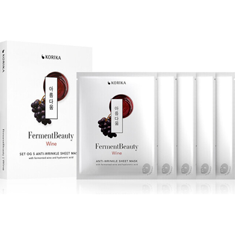 Sejas masku komplekts Korika FermentBeauty Wine pret novecošanos, mitrinošs, nostiprinošs