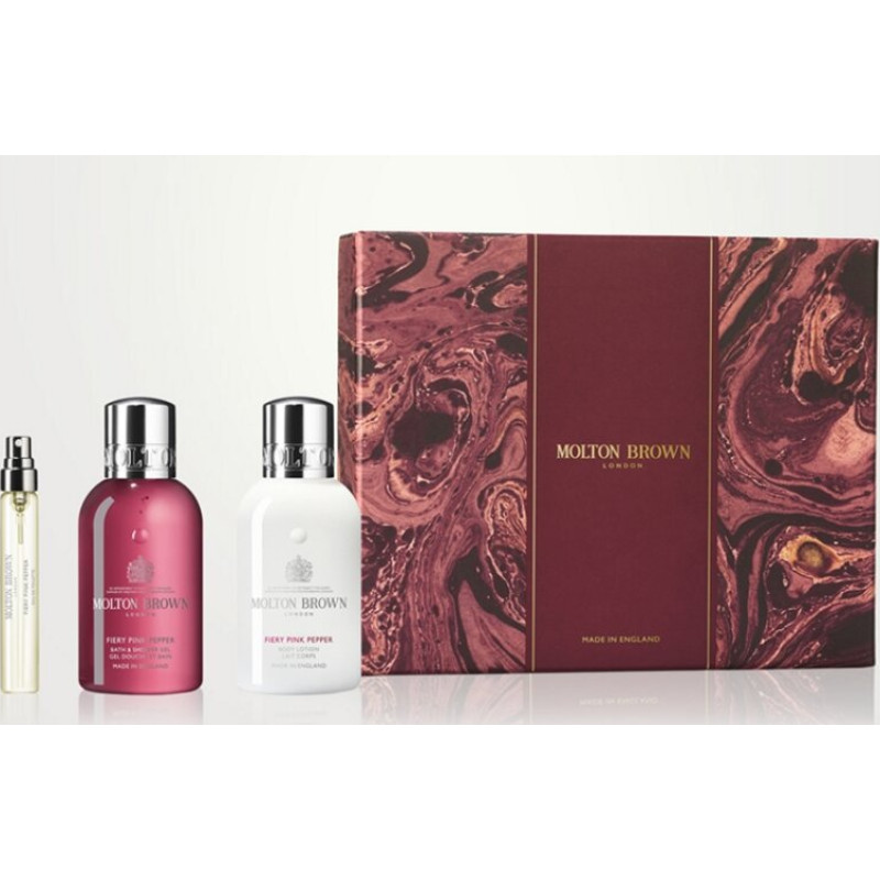 Dāvanu komplekts „Molton Brown Fiery Pink Pepper Travel Collection“ dušas želeja