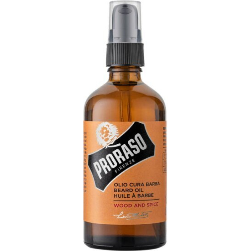 PRORASO Bārda Eļļa Wood & Spice, Frizētavas Izmērs, 100ml
