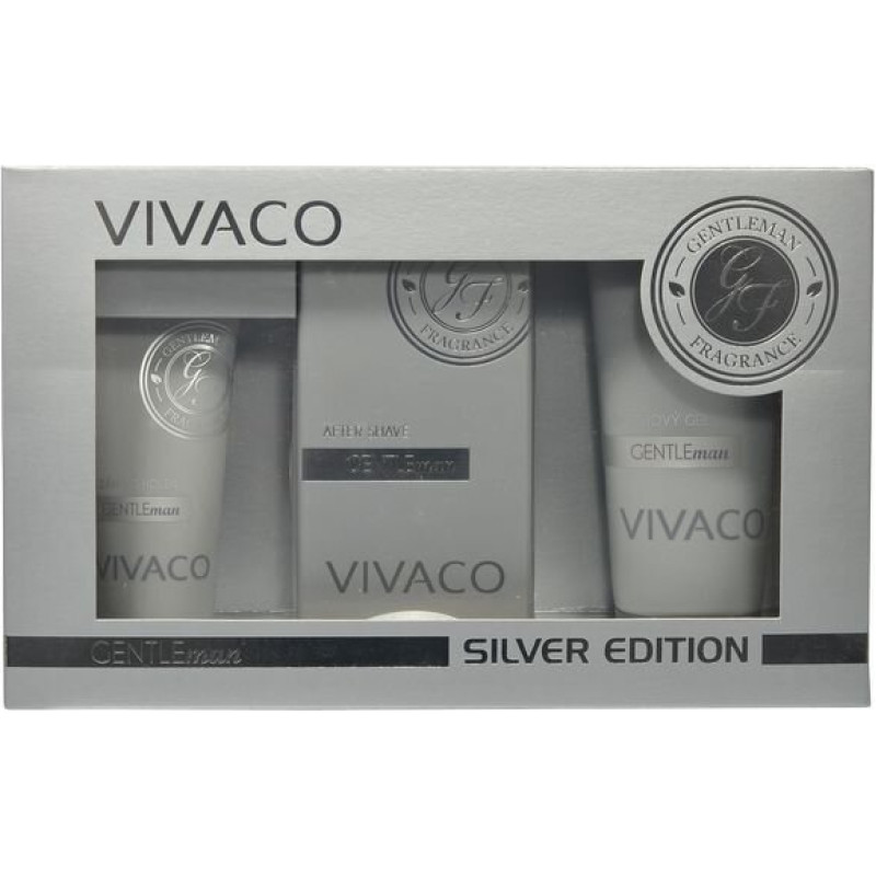 Dāvanu komplekts Vivaco Gentleman Silver Edition 2 vienā dušas želeja, parfimētais ūdens, sejas krēms