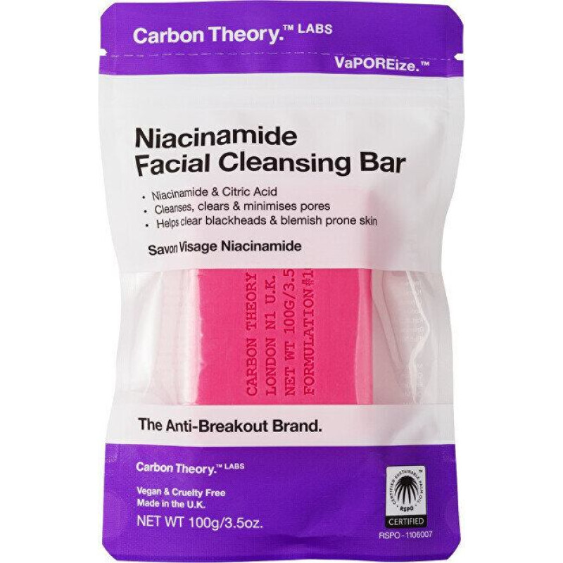 Sejas ziepes Carbon Theory Niacinamide facial cleansing soap, 100 g
