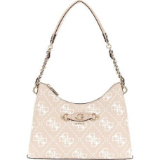 GUESS Beigais baltais pleca somas sievietēm - Izzy Top Zip pleca soma ar smilšu logo 293473