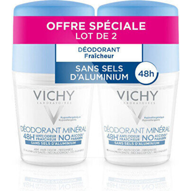 Rullīša dezodorants Vichy 48H Mineral Deodorant Roll-On, 2 x 50 ml