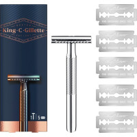 Skuveklis + rezerves asmeņi King C Gillette Double Edge Safety Razor 5 gab.