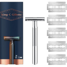 Skuveklis + rezerves asmeņi King C Gillette Double Edge Safety Razor 5 gab.