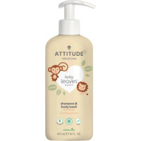 Attitude Baby Leaves 2in1 Shampoo & Body Wash Pear Nectar - Divi vienā šampūns un ķermeņa mazgāšanas želeja mazuļiem ar bumbiera aromātu 473 ml