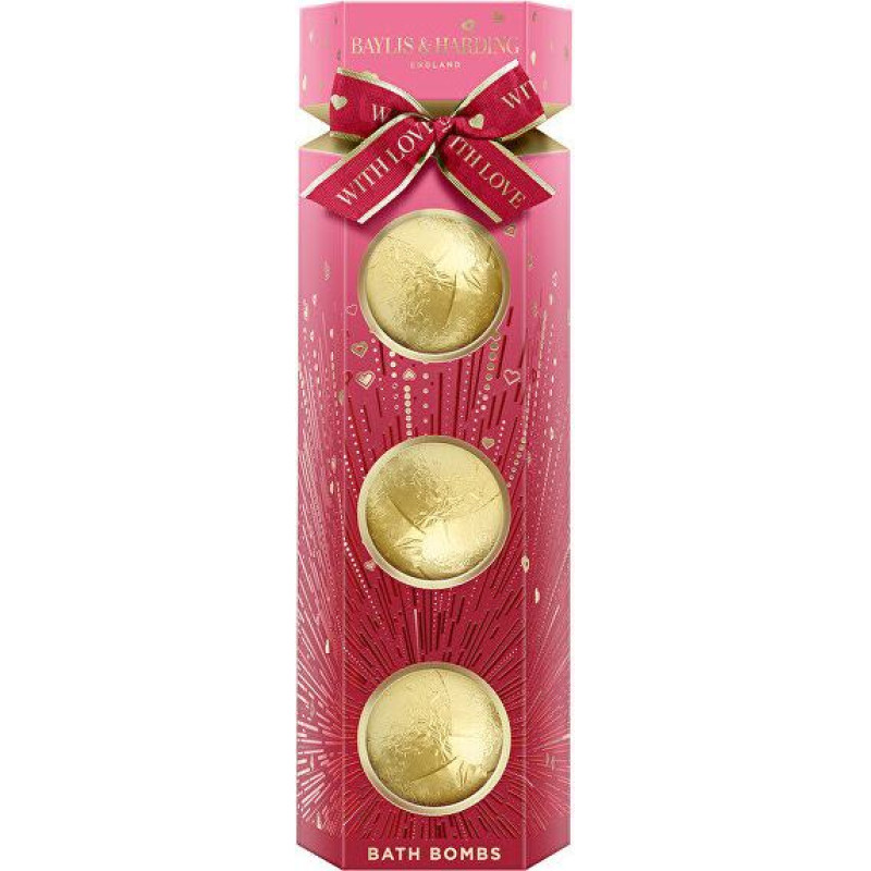 Vannas sāļi un burbuļbumbas Baylis & Harding Midnight Cherry dāvanu komplekts 3 × 100 g