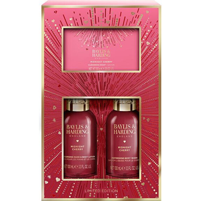 Dāvanu komplekts Baylis & Harding Midnight Cherry 3 gab. lutināšanas trio