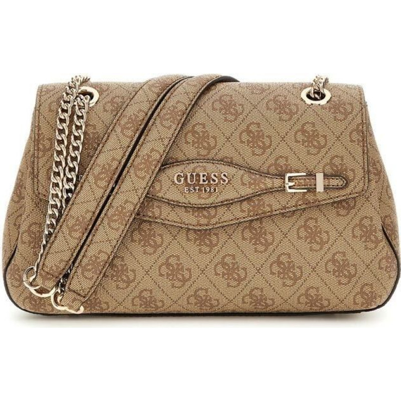 GUESS Beigā brūna pleca soma sievietēm - Katya Convertible Xbody Flap Bag Latte Logo 311286
