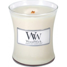 Woodwick vidēja aromatizēta svece burkā ar šņācošu vītnīti, vaniļas pāksts, degšanas laiks līdz 60'