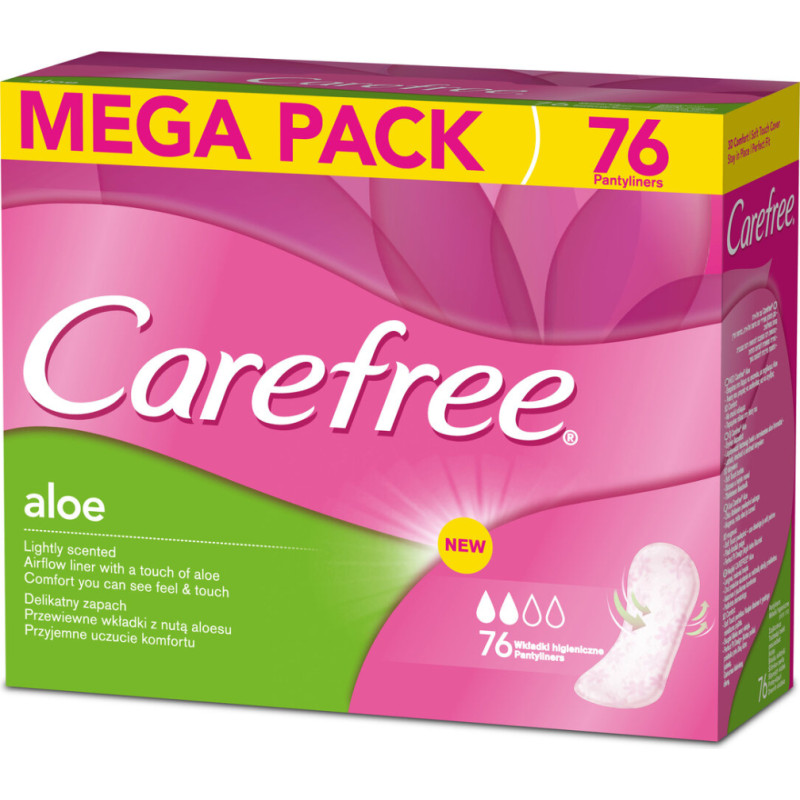 Higiēniskie ieliktnīši CAREFREE Aloe, 76gab.