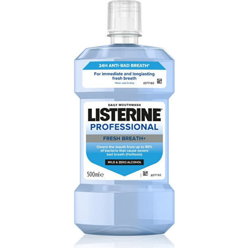 Mutes skalošanas līdzeklis Listerine Professional Fresh Breath+ bez spirta, ar cinku, 500 ml