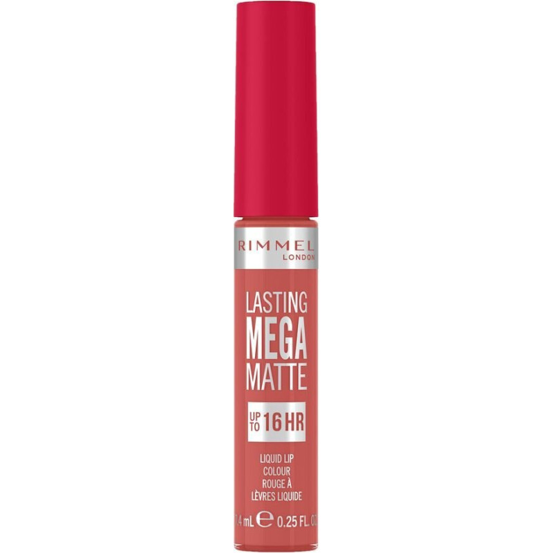 Lūpu krāsa Rimmel London Lasting Mega Matte Liquid, 600 Coral Sass, 7,4 ml