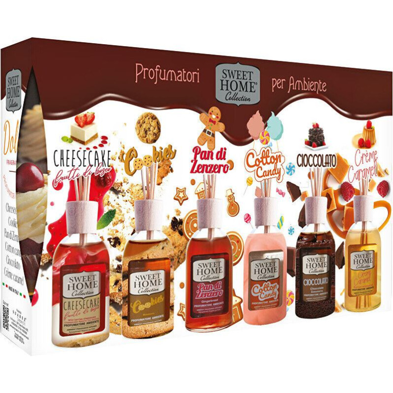 Niedru difuzora dāvanu komplekts „Sweet Home“ saldās smaržas 6×30 ml saldas gardēžu smaržas