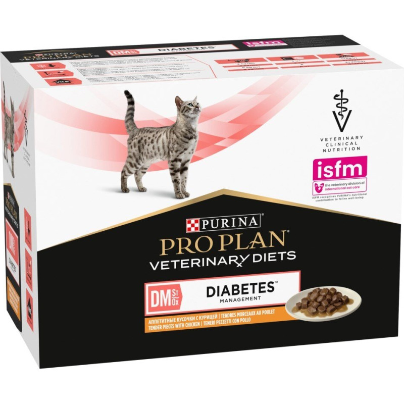 Purina Pro Plan Veterinary Diets DM St/Ox Diabetes Management ar vistu, 10x85 g