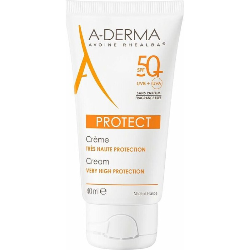 Saules kopšana - ADERMA - Aizsargkrēms SPF50+ - 40ml - Bez smaržas - Augsta UV aizsardzība