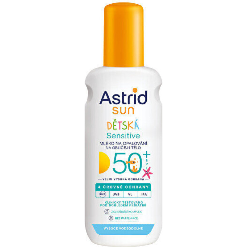 Astrid Sun SPF50+ purškiamas saules aizsarglosjons ķermenim un sejai bērniem, 150 ml