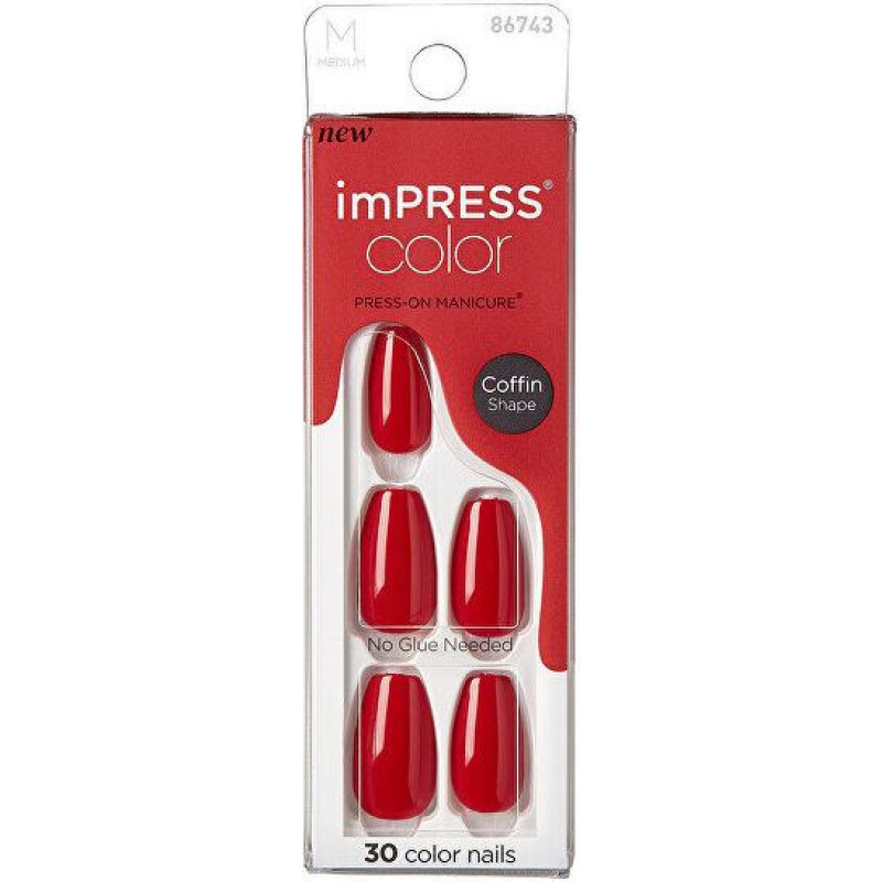 Pielīmējami nagi imPRESS Press-On Manicure Bare But Butter Short Nails Reddy or Not, 30 gab., S izmērs